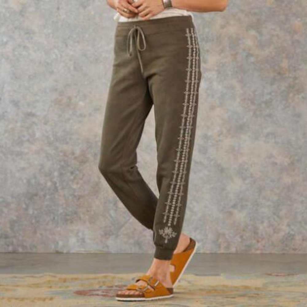 Driftwood Cozy cotton Camo Joggers Embroidered Sides Sz M